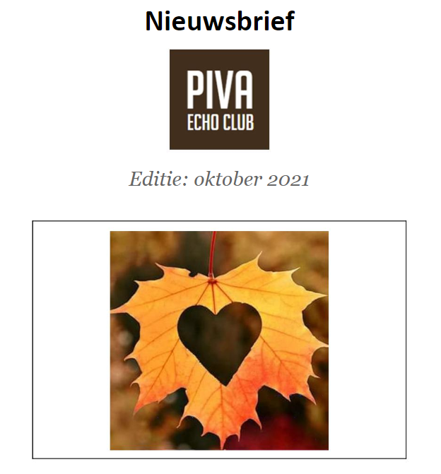 Nieuwsbrief PIVA Echo Club