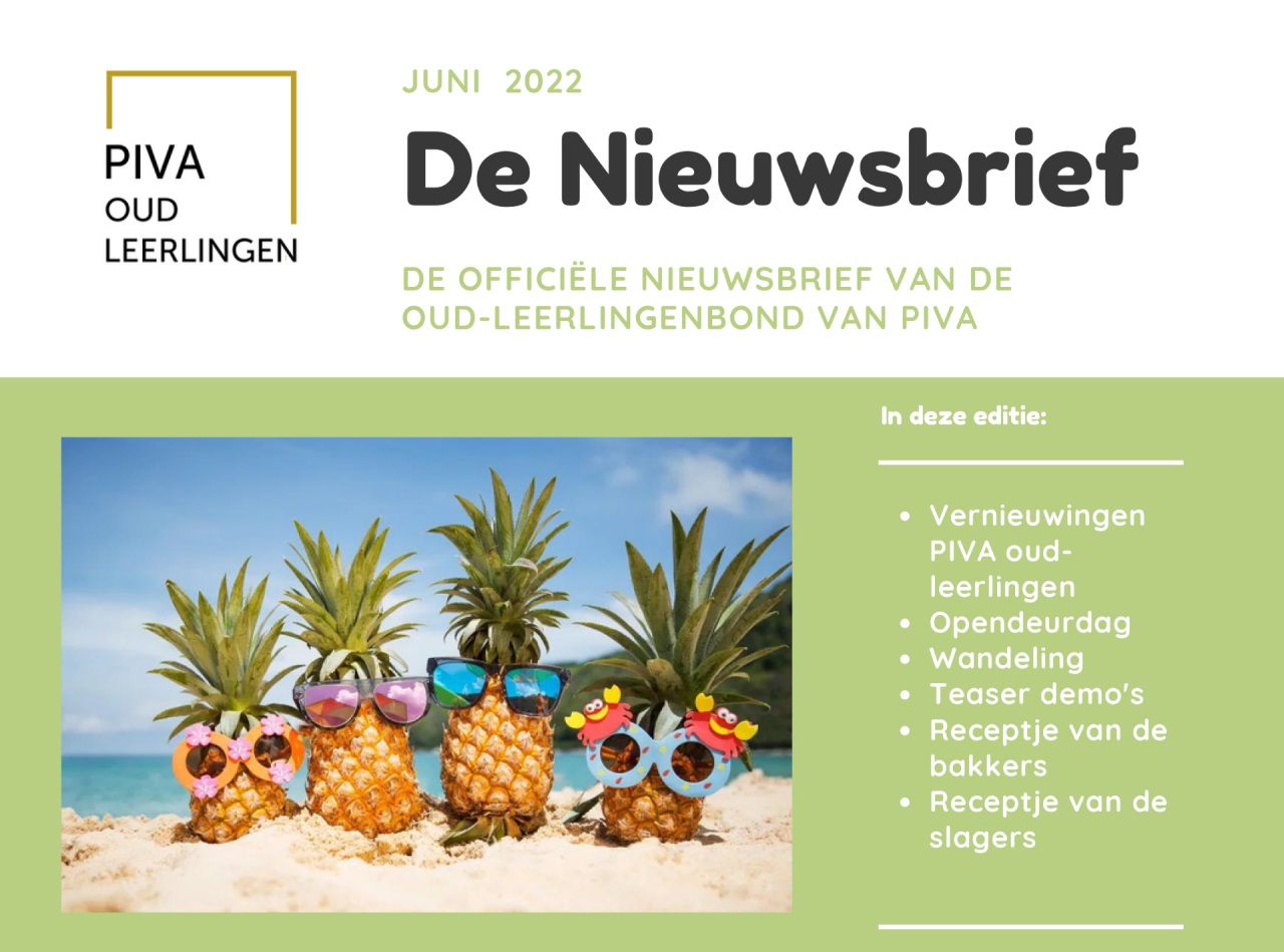 Nieuwsbrief PIVA Oud-leerlingen juni 2022